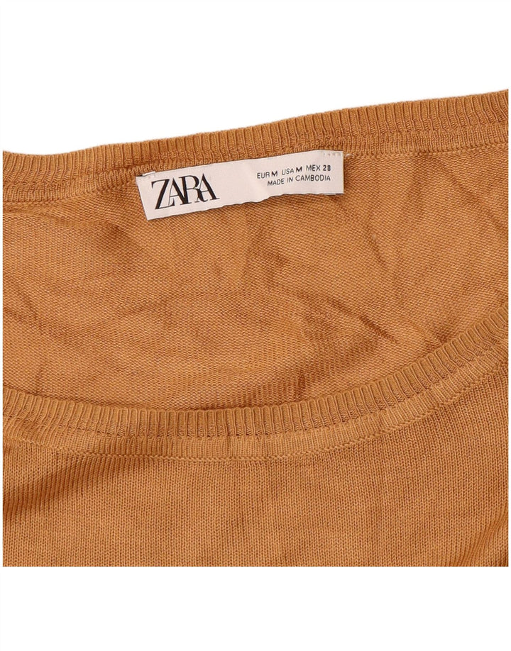 Zara Damen-Pullover, übergroß, U-Boot-Ausschnitt, Gr. 14, Mittelgelb