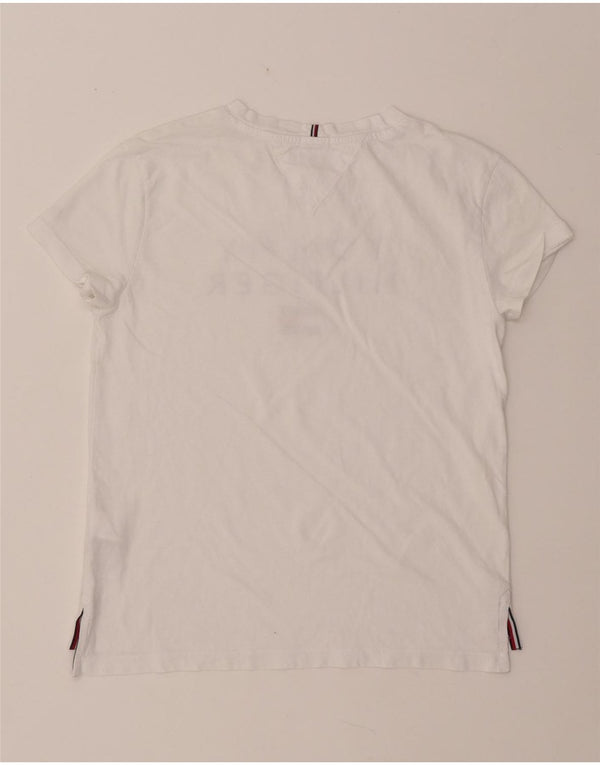 TOMMY HILFIGER Jungen T-Shirt mit Grafik, 13–14 Jahre, weiße Baumwolle
