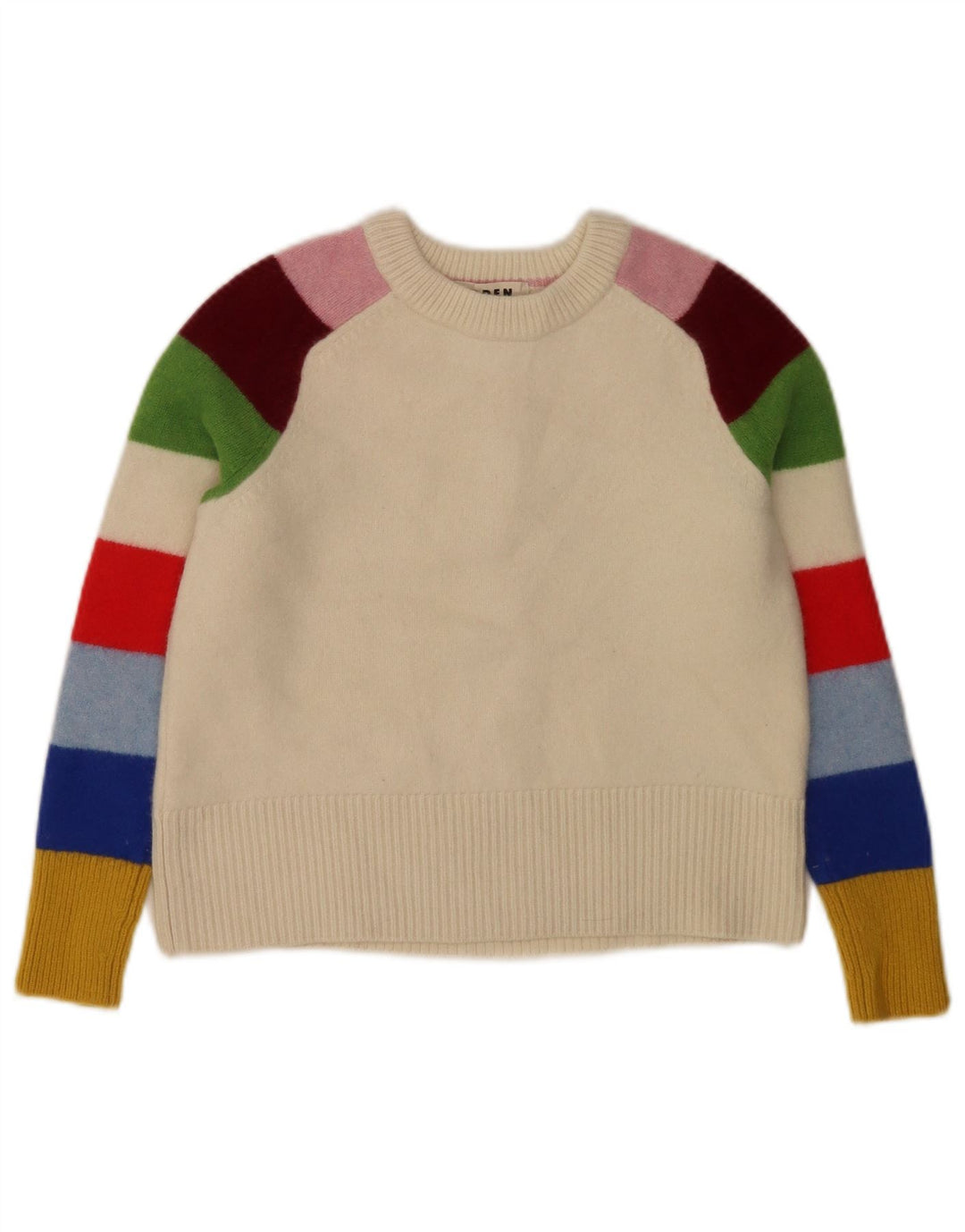 Boden Pullover mit Rundhalsausschnitt für Mädchen, 8–9 Jahre, Mittelweiß, Farbblock