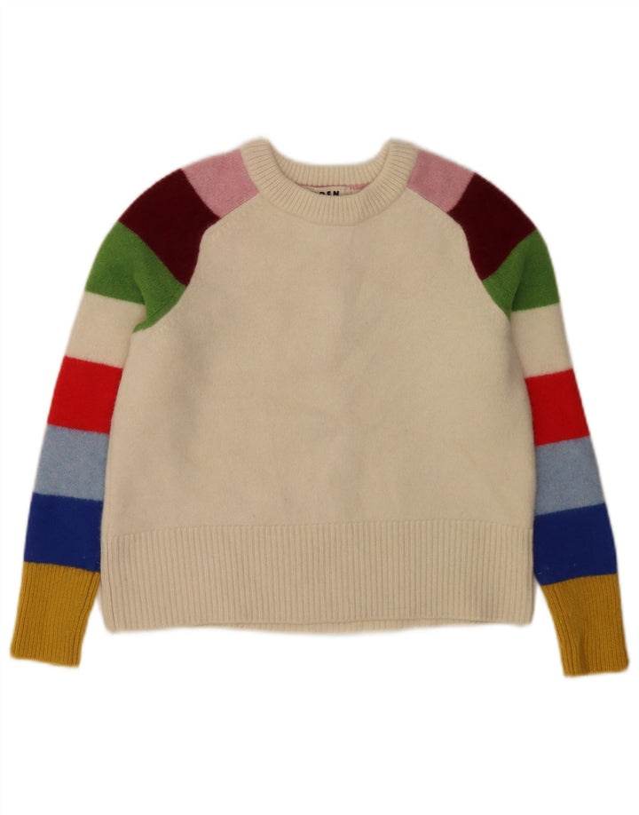 Boden Pullover mit Rundhalsausschnitt für Mädchen, 8–9 Jahre, Mittelweiß, Farbblock