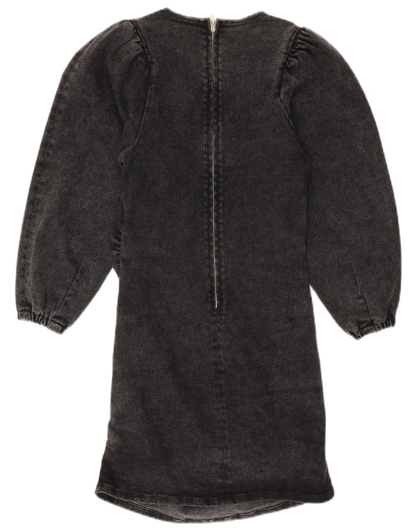Zara Damen Jeanskleid mit 3/4-Ärmeln, UK 4 XS, Grau, Baumwolle, 80er Jahre