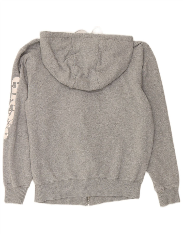 ELLESSE Womens Oversized Zip Hoodie Sweater UK 10 Small Grey Cotton