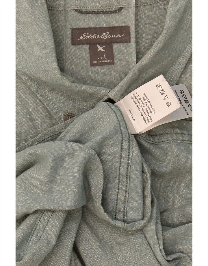 EDDIE BAUER Mens Classic Fit Shirt Large Green Flecked Cotton Vintage Eddie Bauer and Second-Hand Eddie Bauer from Messina Hembry 