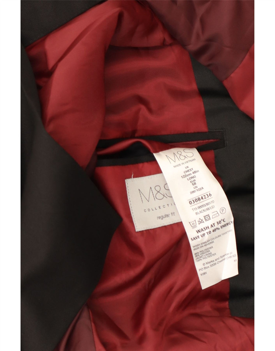 MARKS & SPENCER Herren-Blazer, lang, reguläre Passform, Größe 58, 4XL, Schwarz