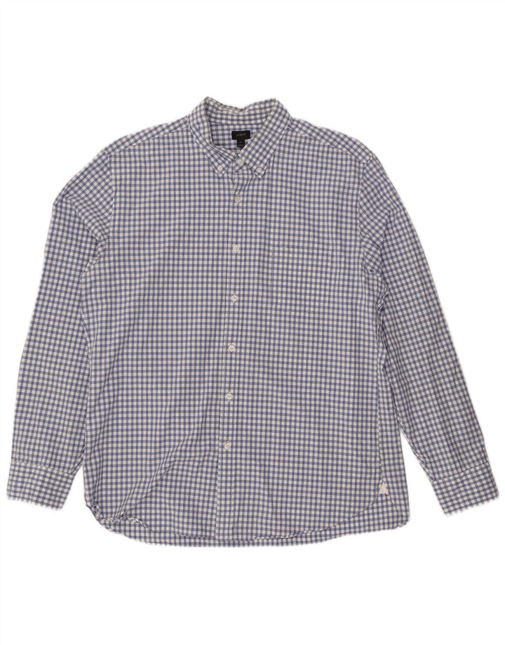 J. CREW Herrenhemd XL, blau kariert, Baumwolle