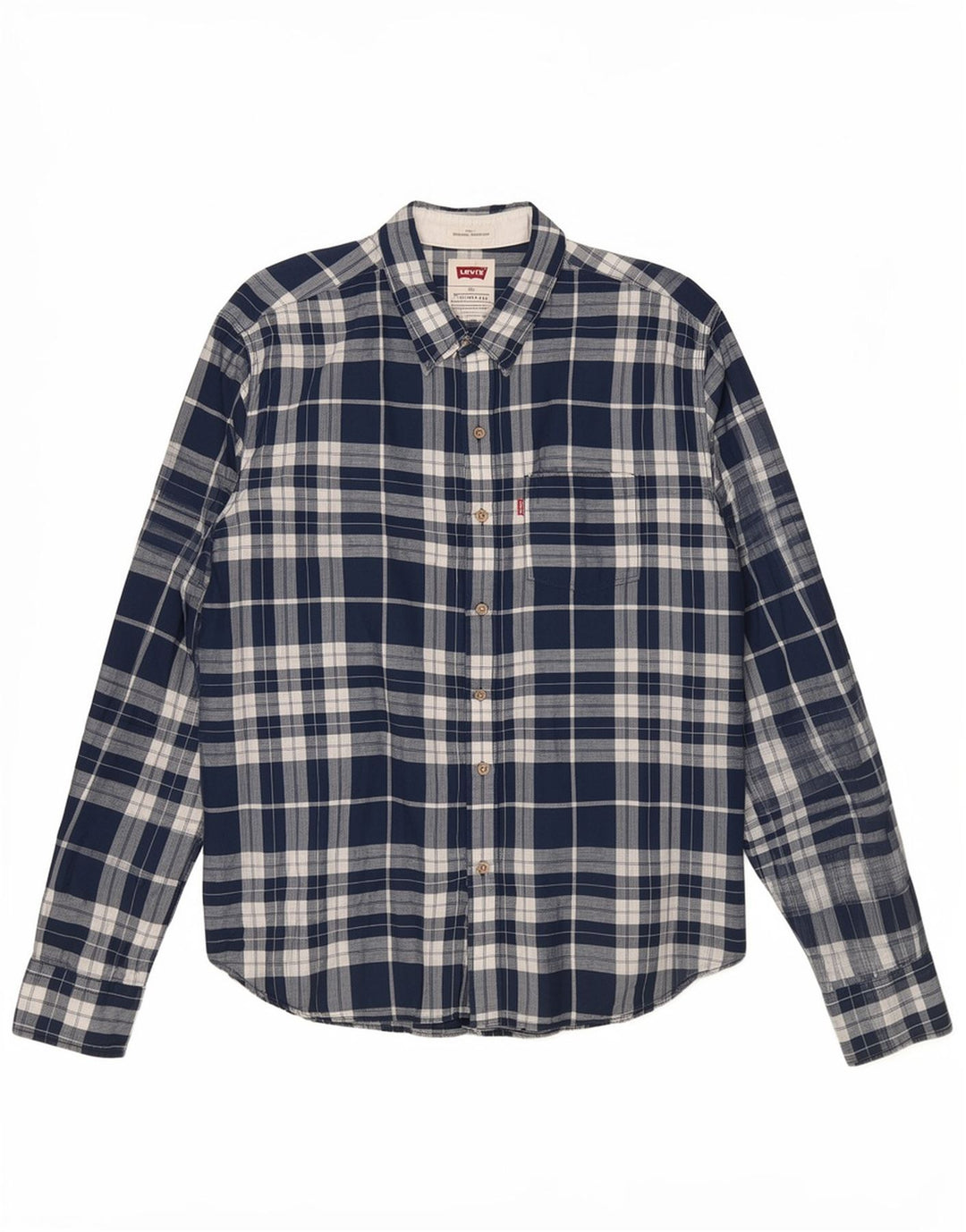 Levi's Herrenhemd 2XL Blau kariertes Leinen