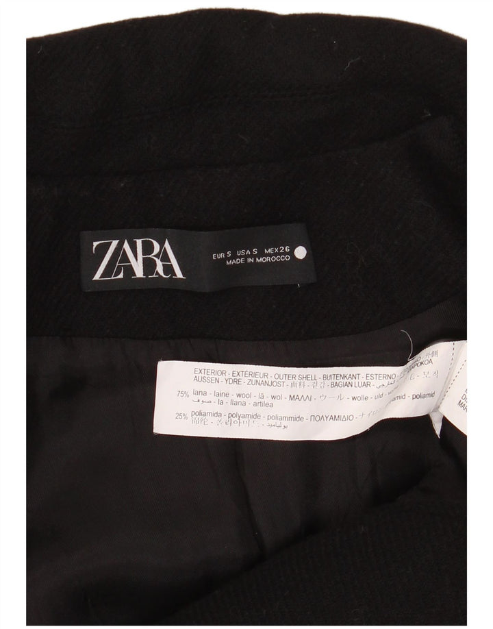 Zara Damen Mantel UK 10 Small Schwarze Wolle