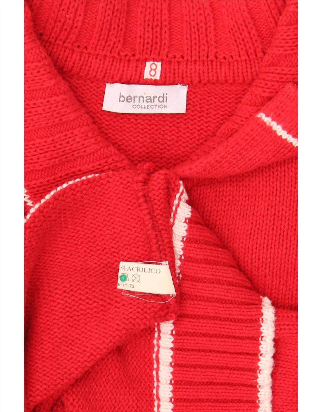 Bernardi Womens Graphic Full Zip Cardigan Pullover US 8 Mittelrote Baumwolle