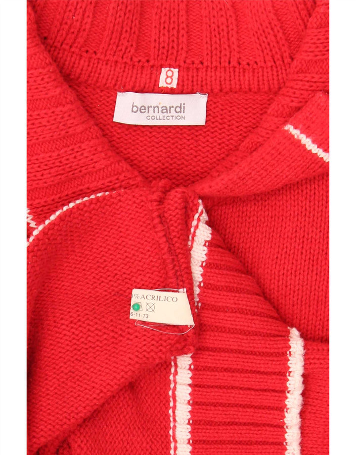 Bernardi Womens Graphic Full Zip Cardigan Pullover US 8 Mittelrote Baumwolle