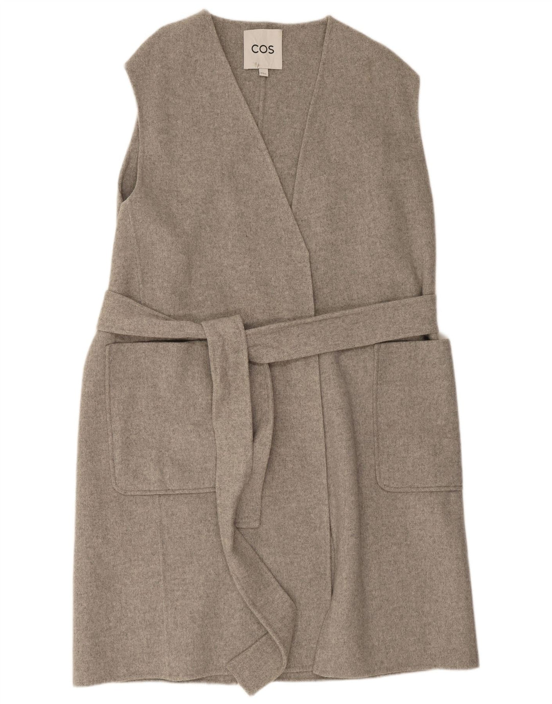 Cos Damen Longline-Übergroße Weste UK 14 Mittelgraue Wolle