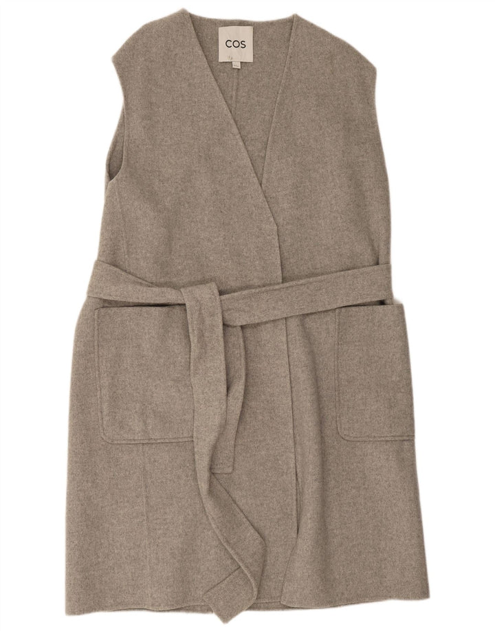 Cos Damen Longline-Übergroße Weste UK 14 Mittelgraue Wolle