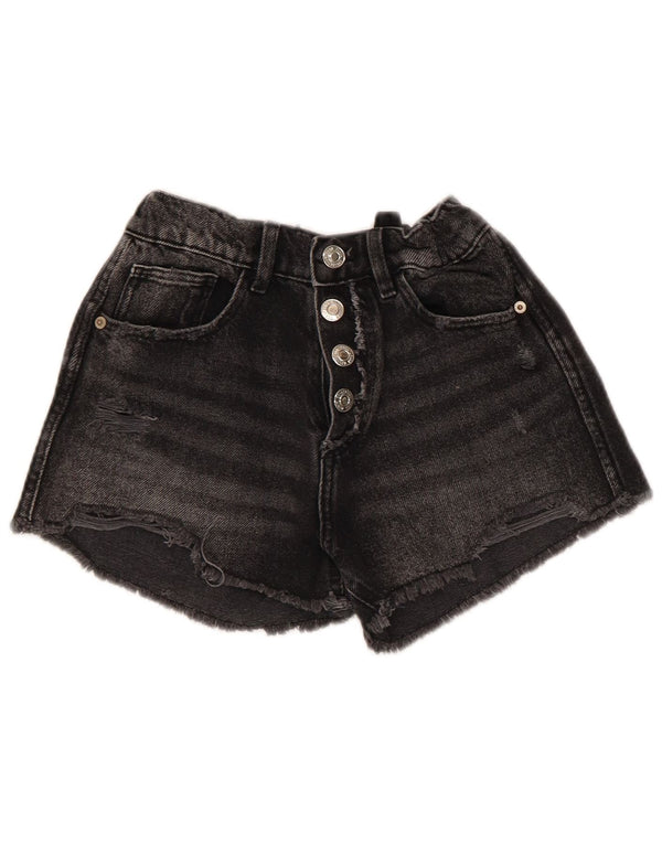 Zara Distressed Denim-Shorts für Mädchen, 9–10 Jahre, W24, schwarze Baumwolle