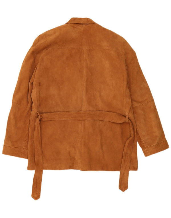 Vintage Damen 2-Knopf-Blazerjacke aus Wildleder IT 44 Mittelbraun