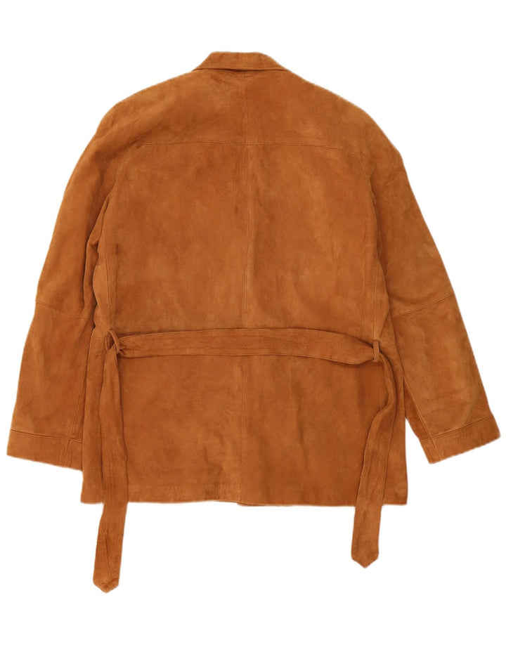 Vintage Damen 2-Knopf-Blazerjacke aus Wildleder IT 44 Mittelbraun