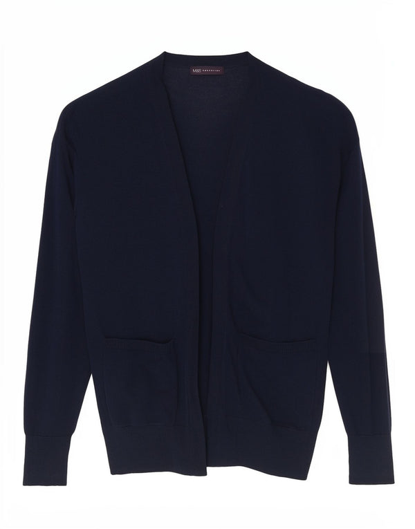 Marks & Spencer Womens Longline Open Cardigan Sweater UK 6 XS Navy Blue