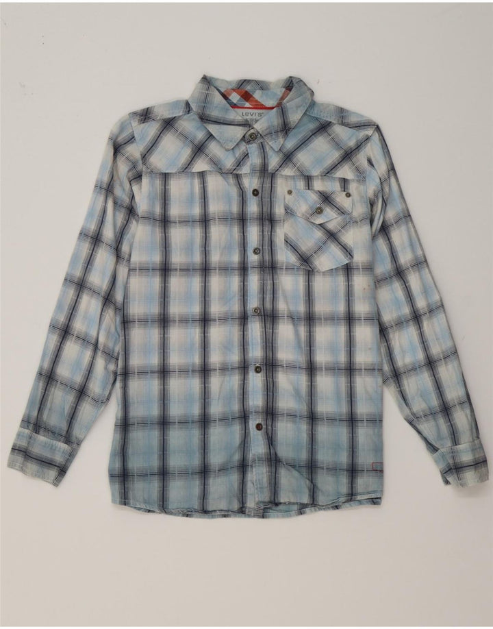 LEVI'S Boys Shirt 15-16 Years Large Blue Check Cotton Vintage Levi's and Second-Hand Levi's from Messina Hembry 