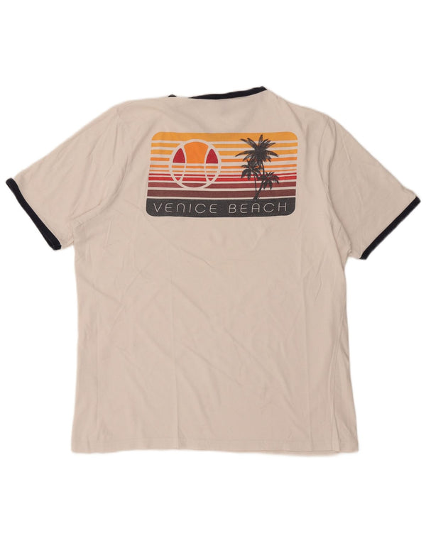 Ellesse Herren-T-Shirt mit Grafik, 4XL, weiße Baumwolle