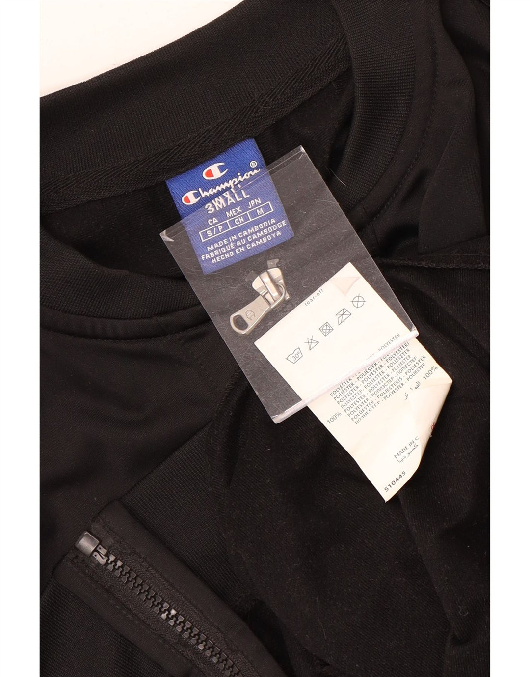 Champion Damen Crop Graphic Trainingsanzug Top Jacke UK 10 Small Schwarz