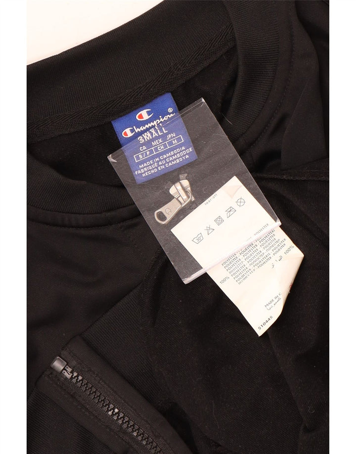 Champion Damen Crop Graphic Trainingsanzug Top Jacke UK 10 Small Schwarz