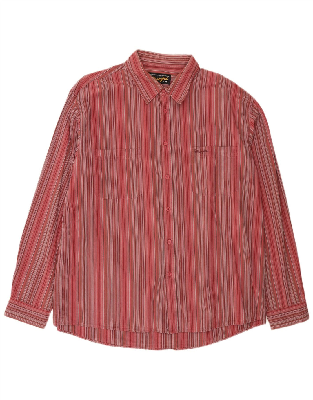 Wrangler Herrenhemd 2XL rot gestreift aus Baumwolle