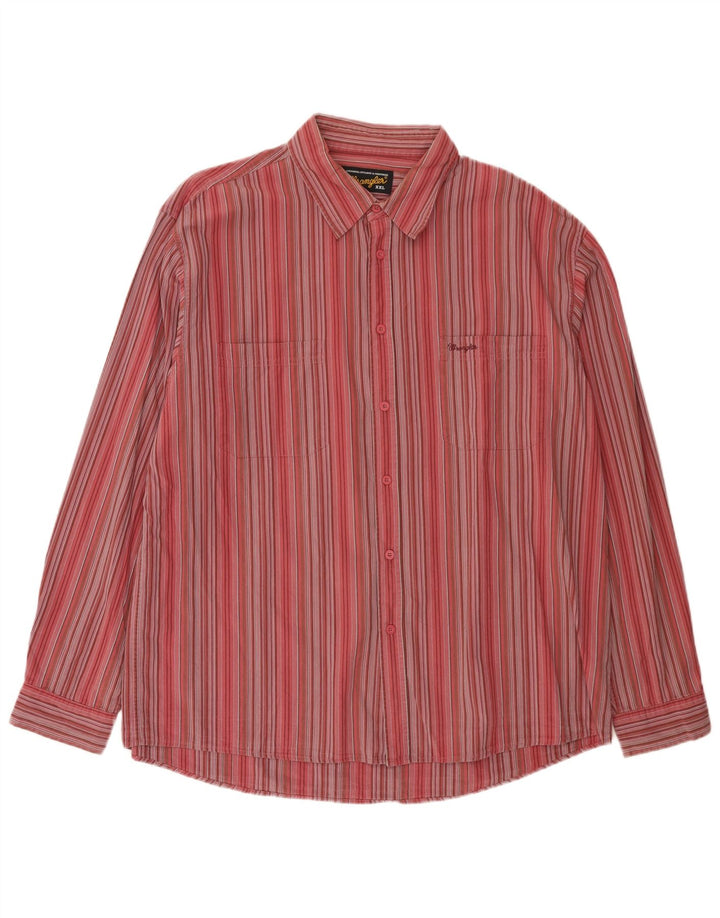 Wrangler Herrenhemd 2XL rot gestreift aus Baumwolle