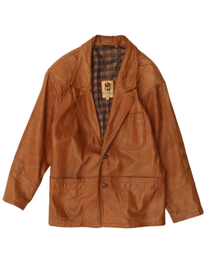 Renna Herren 2-Knopf-Lederblazer IT 46 Small Brown