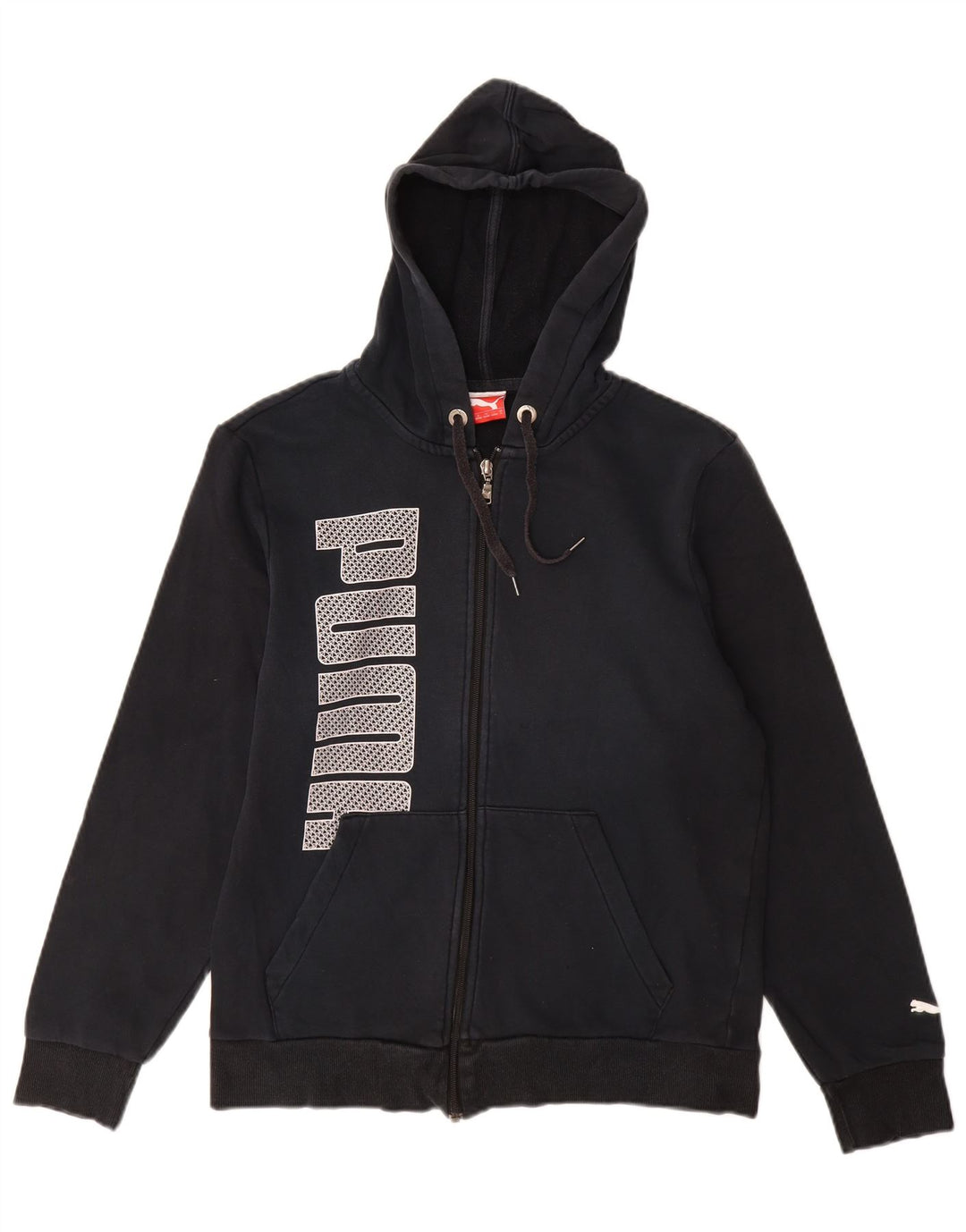 PUMA Damen Graphic Zip Hoodie Pullover UK 10 Small Schwarz Baumwolle