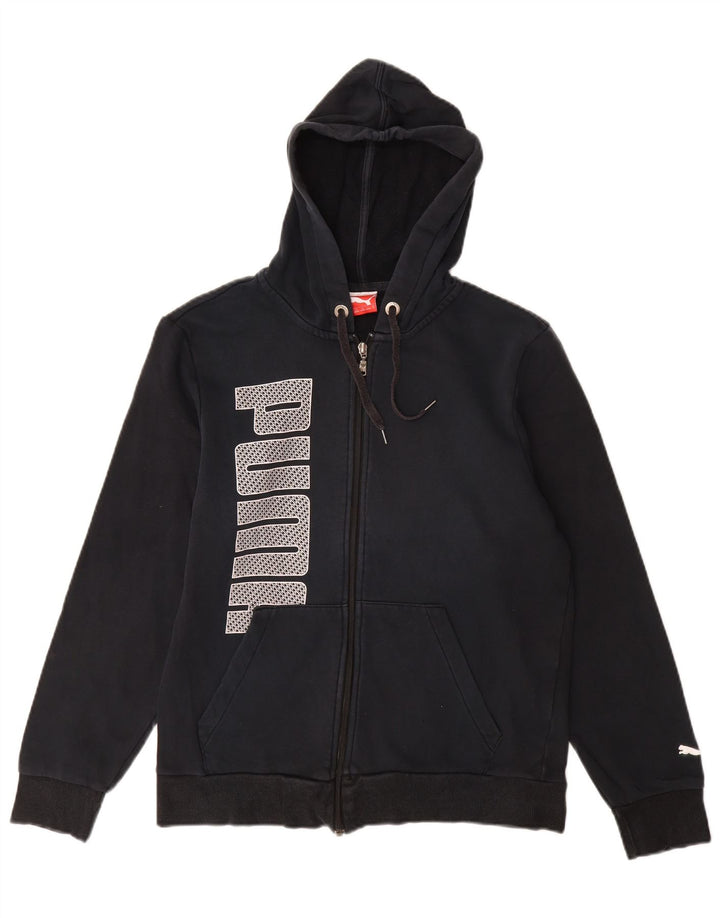 PUMA Damen Graphic Zip Hoodie Pullover UK 10 Small Schwarz Baumwolle