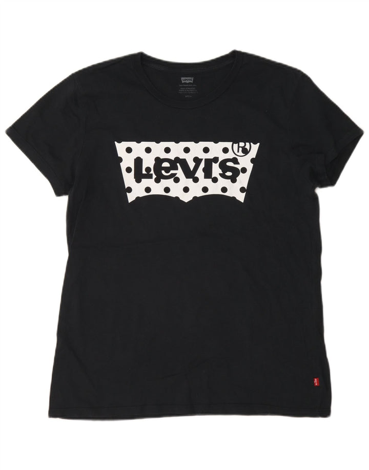 Levi's Damen-T-Shirt in Übergröße mit Grafik, UK 10, Größe S, Schwarz