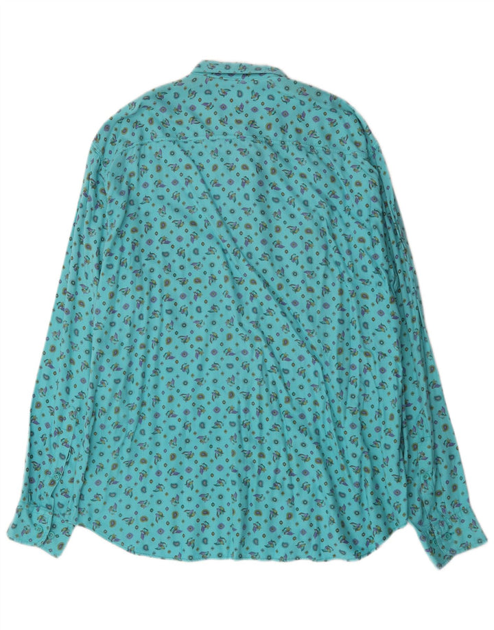 Benetton Herrenhemd XL Türkis Modal Bird