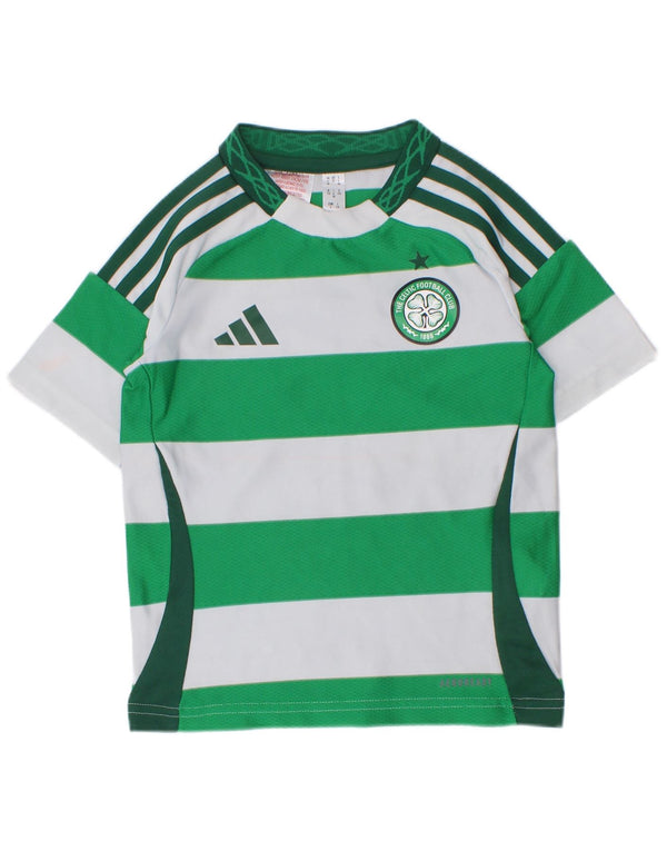 Adidas Jungen T-Shirt mit Grafik, 4–5 Jahre, grün gestreift, Polyester