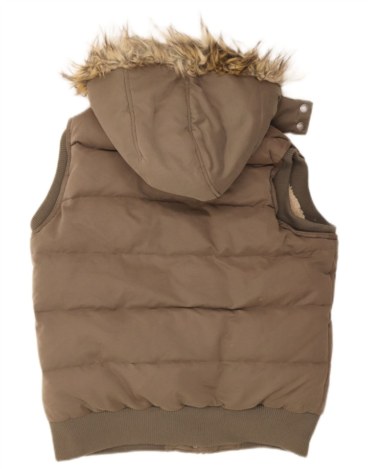 Fat Face Wattierte Damenjacke mit Kapuze, UK 14, Mittelkhaki, Polyester