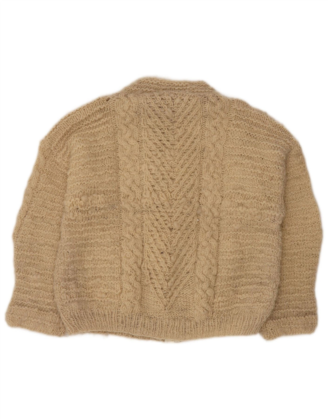 VINTAGE Offener Damen-Cardigan-Pullover UK 18 XL Beige