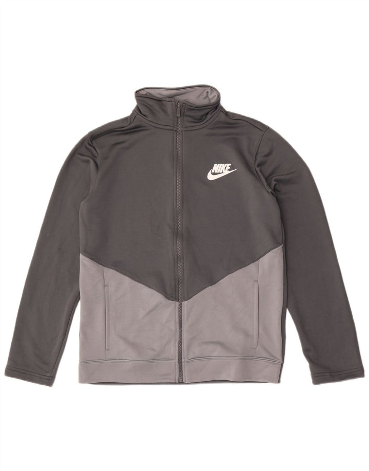 Nike Jungen-Trainingsanzug-Top-Jacke, 13–14 Jahre, XL, graues Colourblock-Polyester