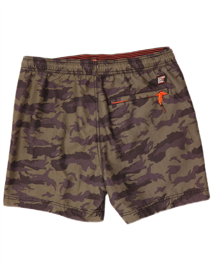 Superdry Herren-Badeshorts mit Grafik, groß, Khaki, Camouflage, Polyester