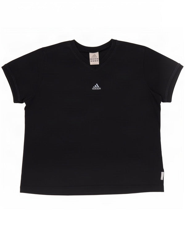 Adidas Damen T-Shirt Top UK 16 Large Marineblau Baumwolle