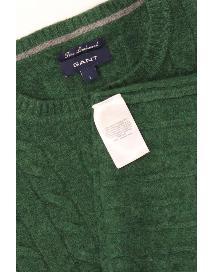 Gant Herren-Pullover mit U-Boot-Ausschnitt, groß, grüne Lammwolle