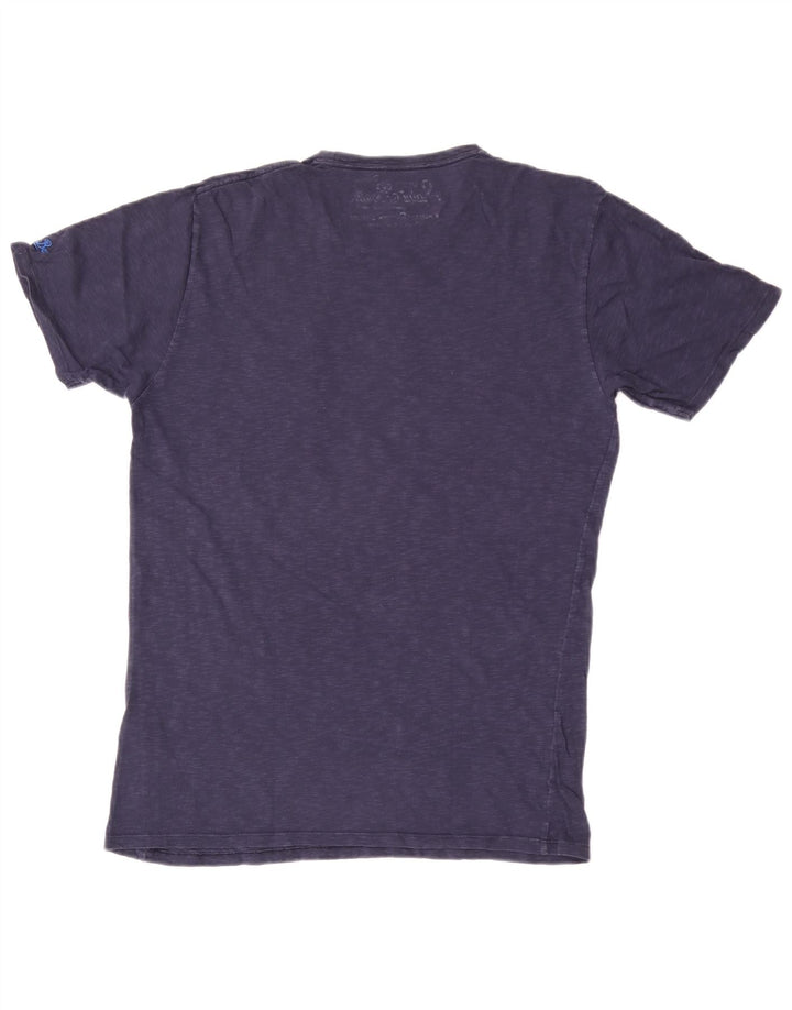 MC2 SAINT BARTH Herren-T-Shirt-Oberteil aus mittelblauer, melierter Baumwolle