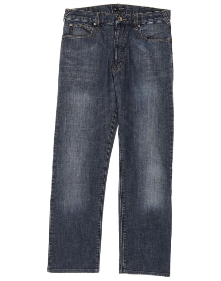 Armani Herren Straight Jeans W32 L31 Blaue Baumwolle