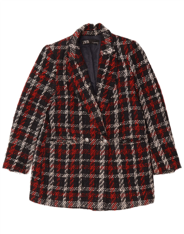 Zweireihiger, übergroßer Blazer für Damen von Zara, Gr. 6, XS, rot kariert