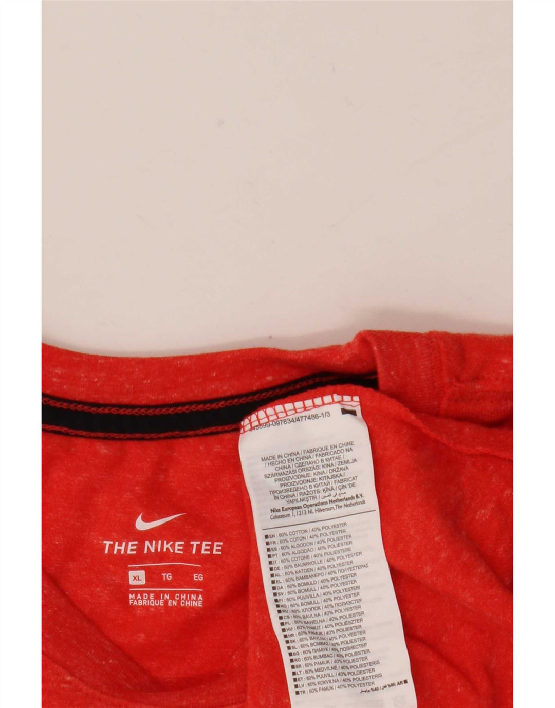 Nike Herren T-Shirt Top XL Rot gefleckte Baumwolle