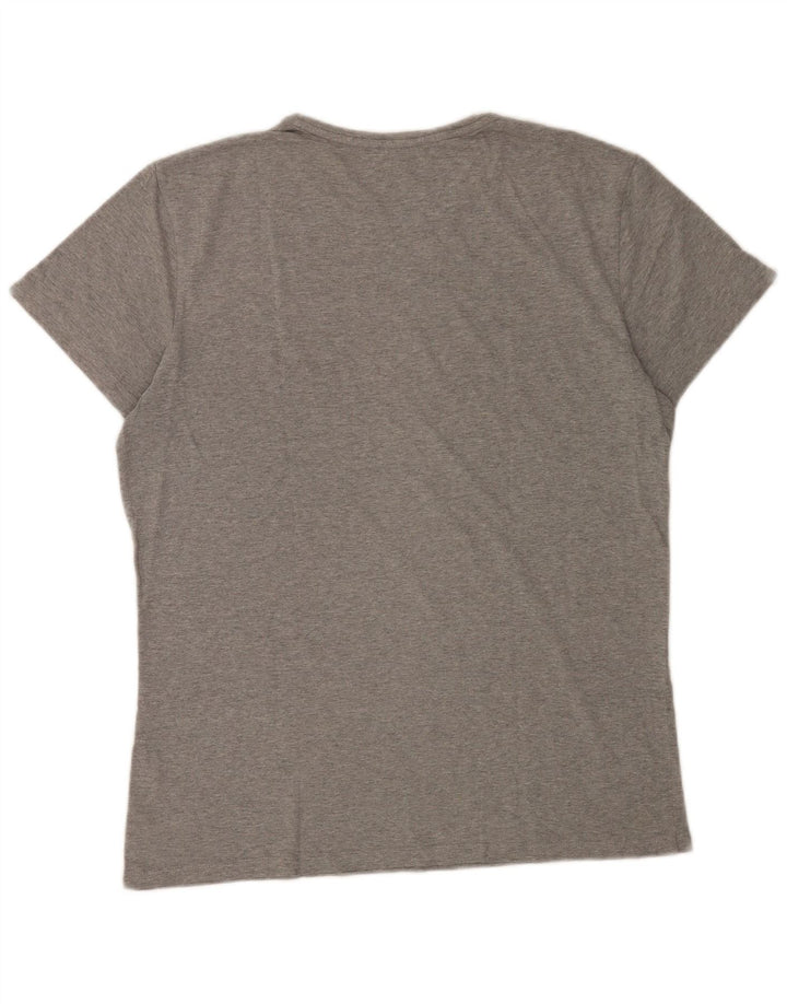 Timberland Herren Grafik-T-Shirt-Oberteil aus mittelgrau gesprenkelter Baumwolle