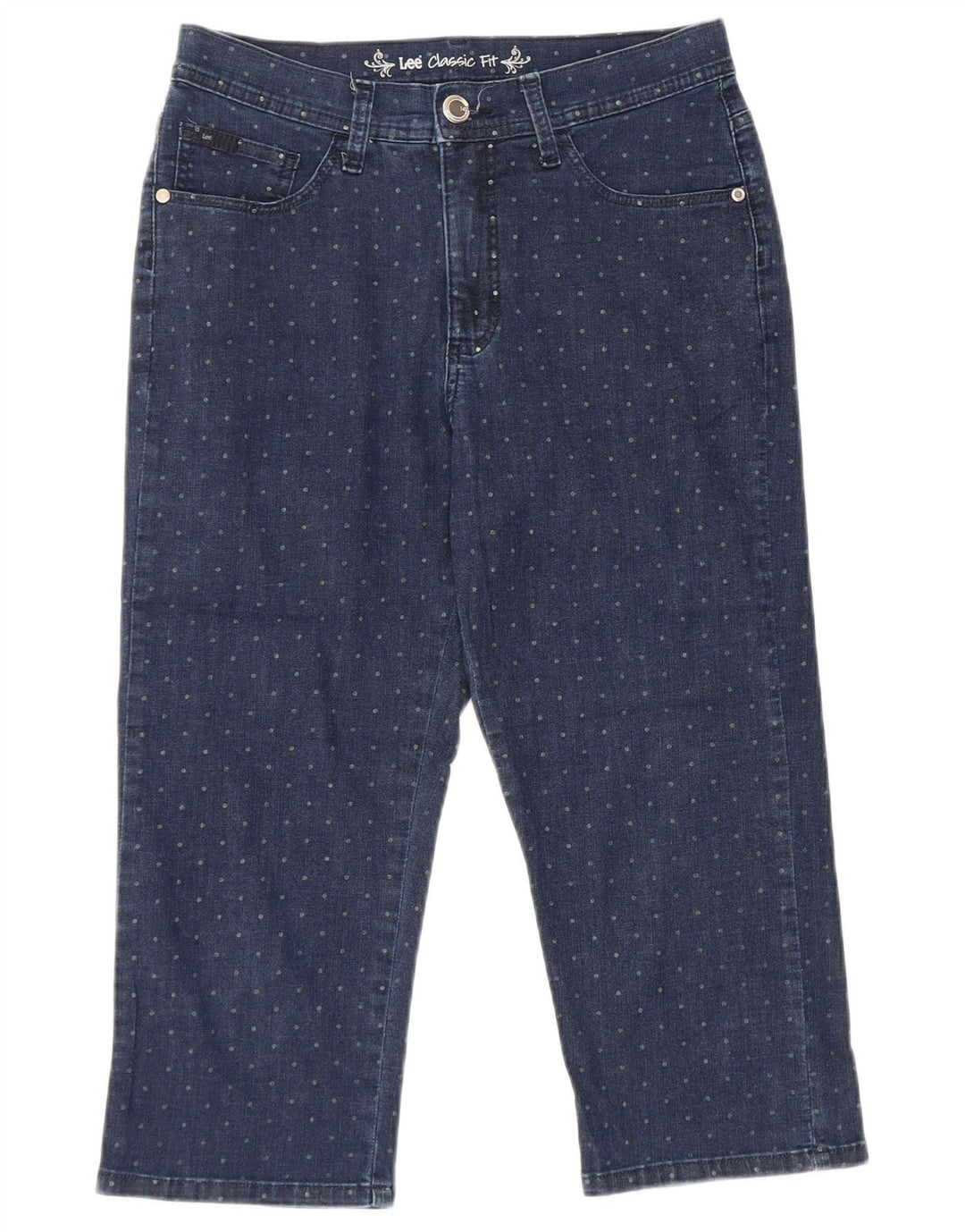 LEE Capri-Jeans mit klassischer Passform für Damen, US 6, Mittel, W28, L19, Marineblau gepunktet