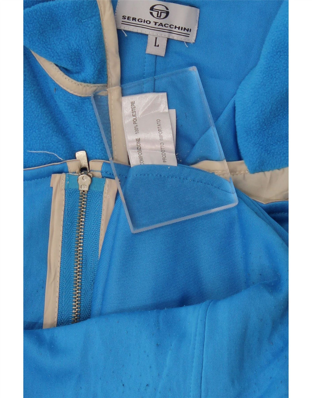 SERGIO TACCHINI Damen Fleecejacke UK 14 Großes blau gestreiftes Polyester