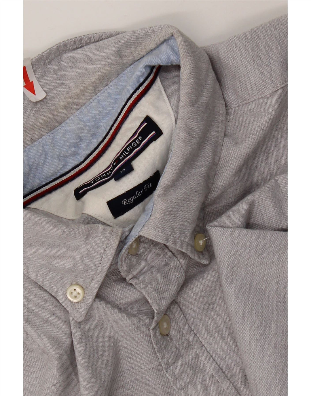 Tommy Hilfiger Herren-Hemd mit normaler Passform, mittelgrau gefleckte Baumwolle