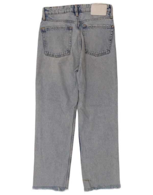 Zara Damen Crop Straight Jeans EU 34 2XS W24 L25 Blau