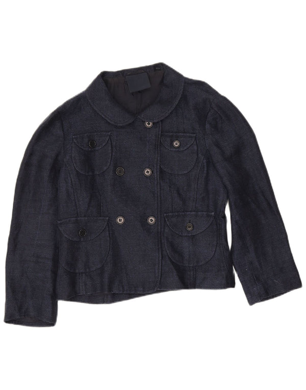Aspesi Damen Pea Coat mit 3/4-Ärmeln, IT 40, Small, Blau, Leinen