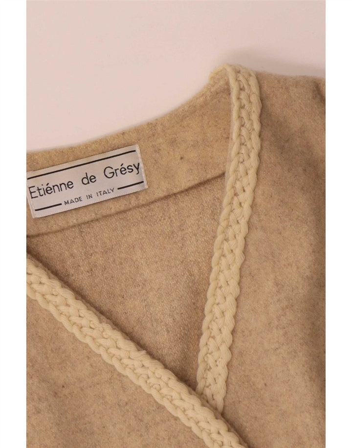 Vintage Damen Weste UK 14 Mittelbeige Wolle