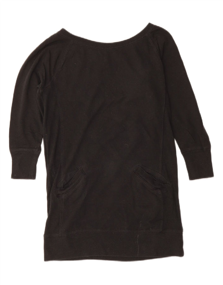 MOSSIMO Womens Longline 3/4 Sleeve Sweatshirt Jumper UK 10 Small Black Vintage Mossimo and Second-Hand Mossimo from Messina Hembry 