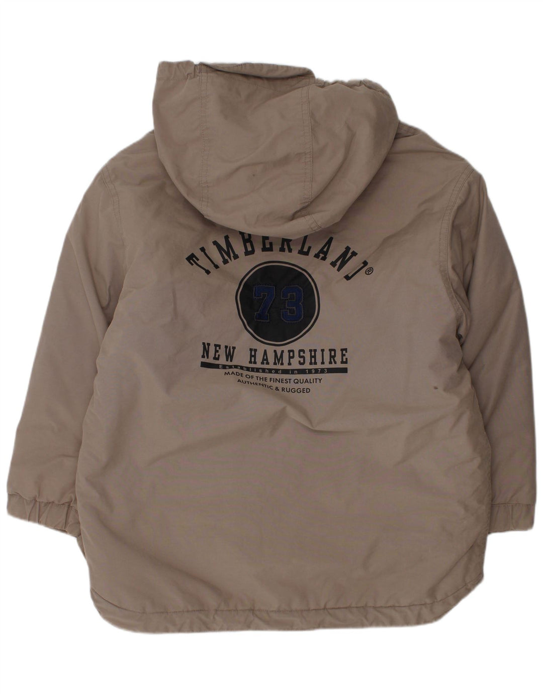 TIMBERLAND Boys Graphic Hooded Windbreaker Jacket 5-6 Years Grey Cotton